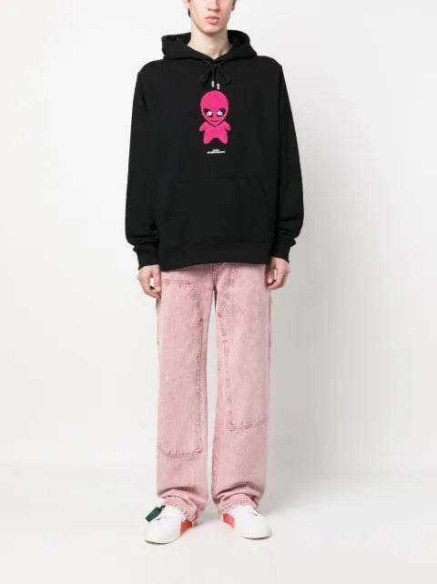 GCDS cotton alien-patch drawstring hoodie