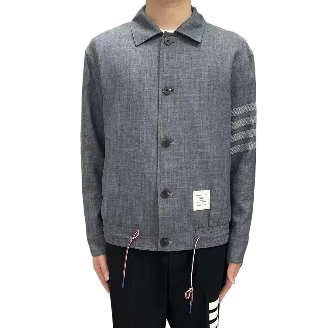 Men's 4 - Bar Casual Jacket with Signature Grosgrain Detail | Thom Browne