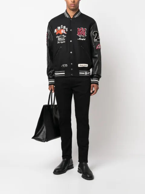 AMIRI logo-patch varsity jacket