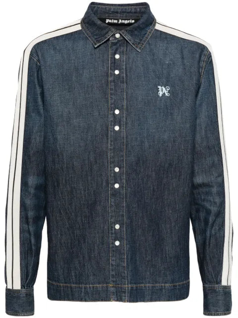 Palm Angels monogram-embroidered denim track jacket