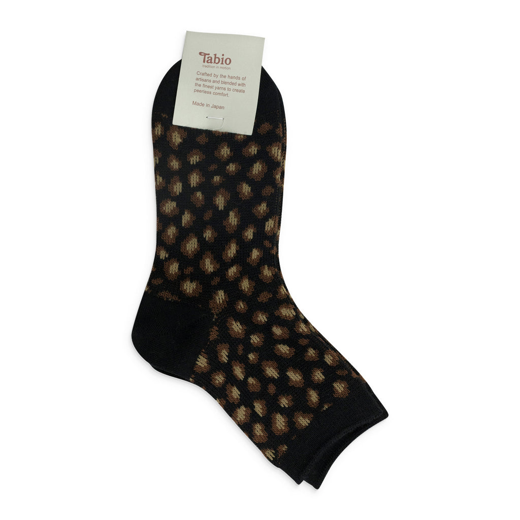 BLACK/BROWN LEOPARD PATTERN CREW SOCKS