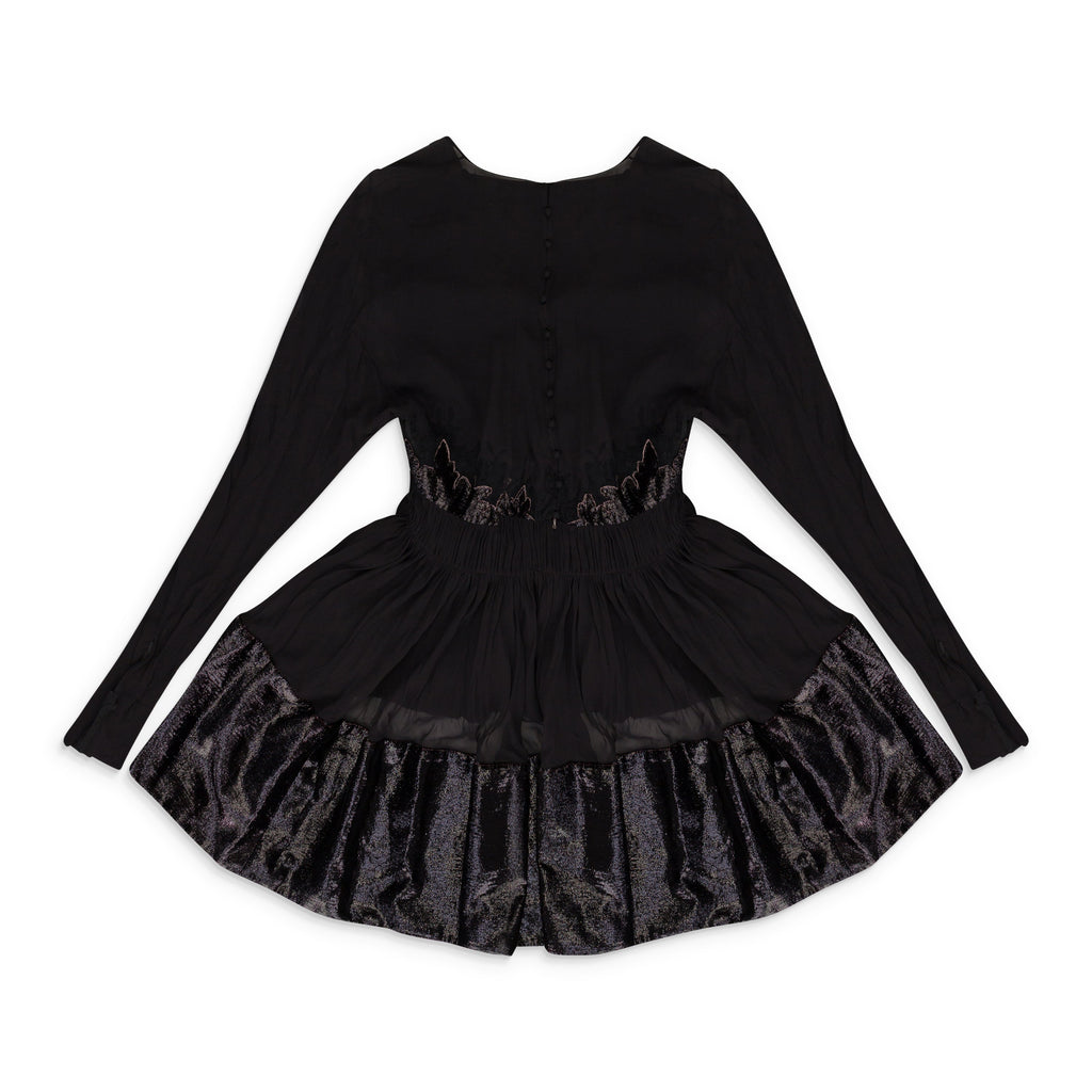 BROWN LACE V NECK FLARE SHORT DRESS