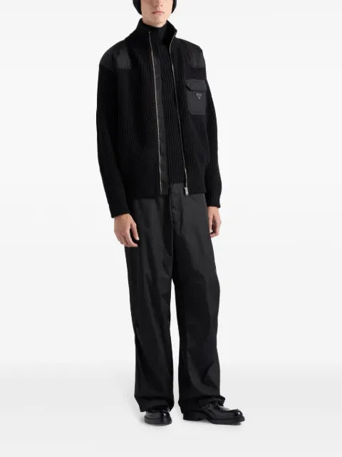 Prada zip-up ribbed knit cardigan