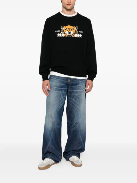 Kenzo embroidered-tiger crew-neck sweater