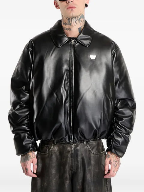 MISBHV faux-leather puffer bomber jacket