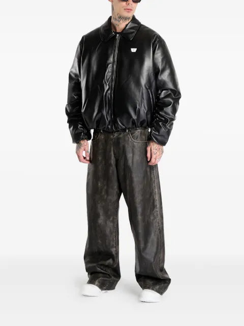MISBHV faux-leather puffer bomber jacket