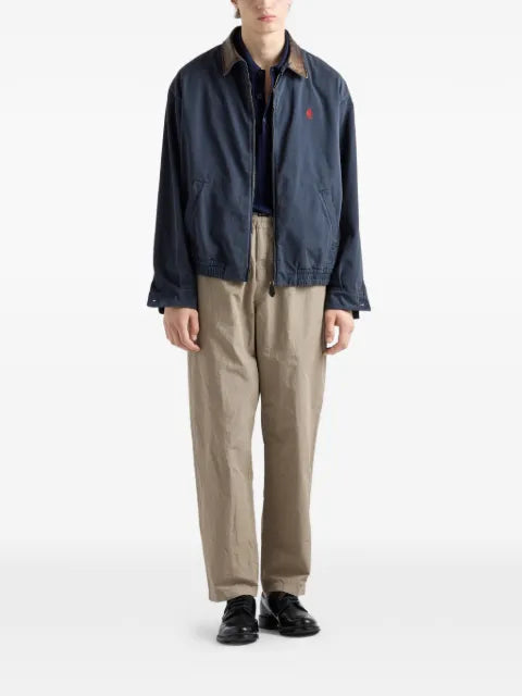 Prada logo-embroidered contrast-collar coat