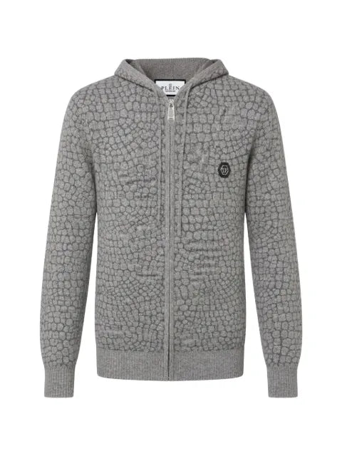 Philipp Plein wool cashmere zip hoodie Cocco