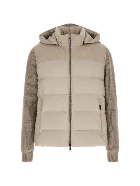 Moorer quilted panelled hooded jacket