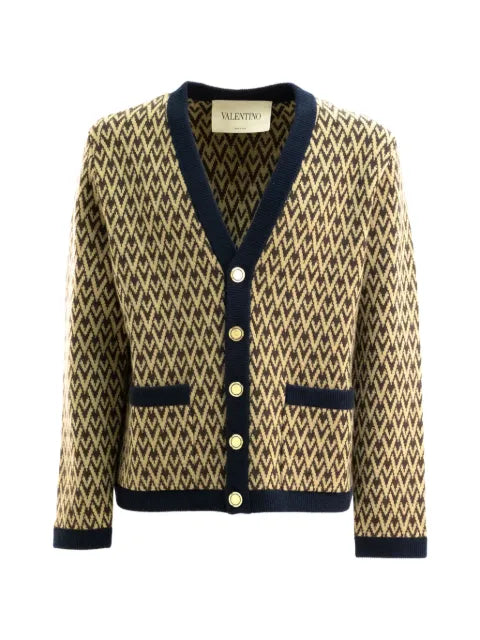 Valentino Garavani Wool Cardigan With Toute La V Pattern