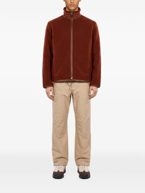 RANRA leather-trim fleece coat