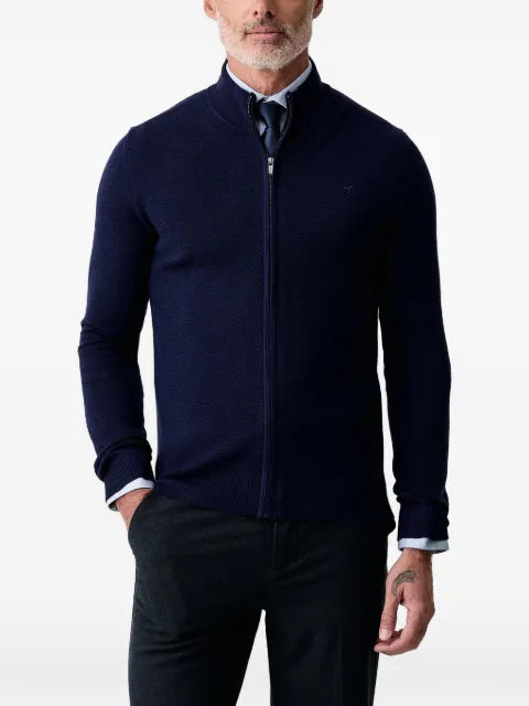 Trussardi zip-up textured-knit cardigan