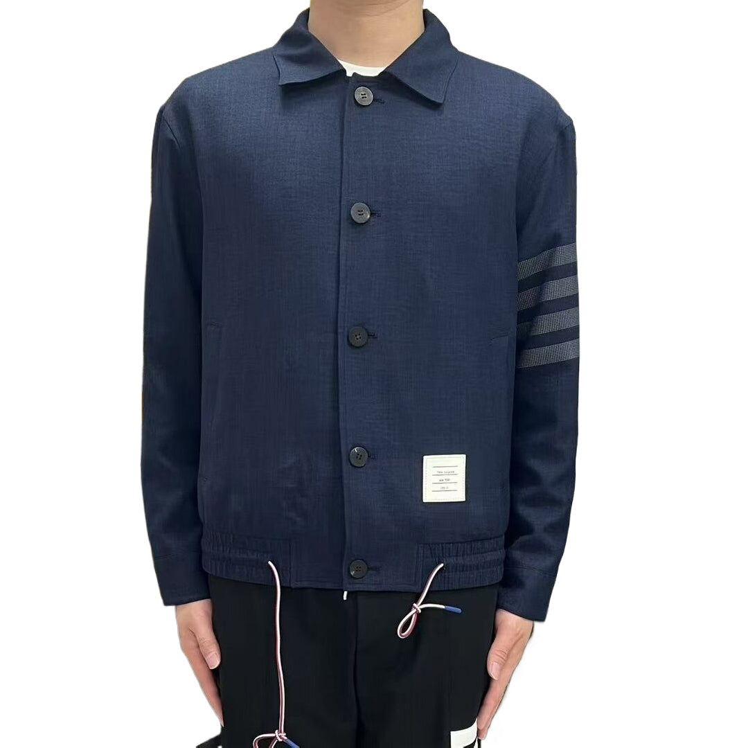 Men's 4 - Bar Casual Jacket with Signature Grosgrain Detail | Thom Browne