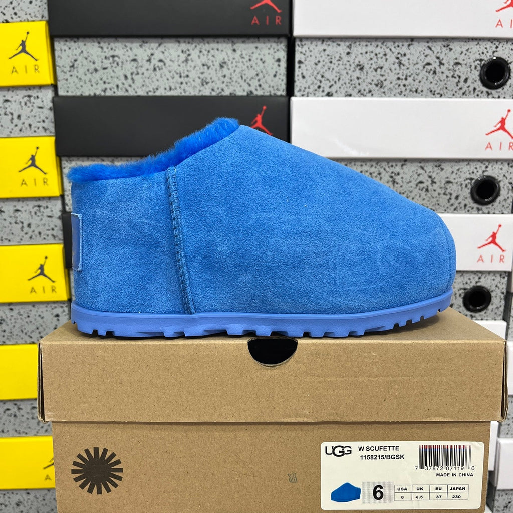 UGG Classic Ultra Mini Boot – Suede Ankle Boot with Tonal Blue Shearling Lining, Embossed UGG Logo & Blue Lug Sole in Royal Blue
