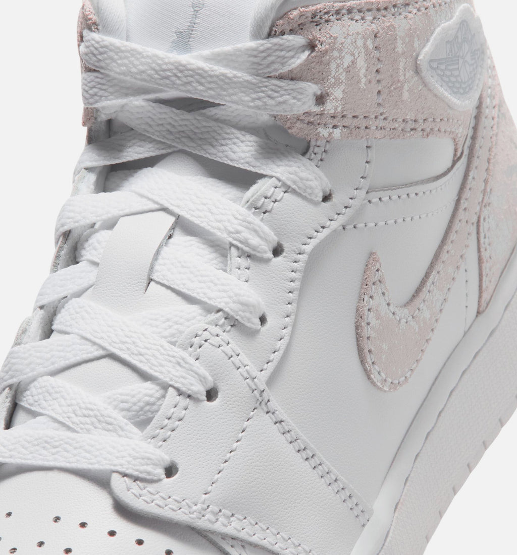 Air Jordan 1 Mid SE “White Field Silver” Grade School Lifestyle Shoes