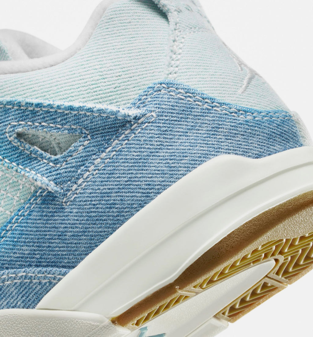 Air Jordan 4 Retro Worn Blue | Preschool Lifestyle Shoe | Sail/Worn Blue/Metallic Gold
