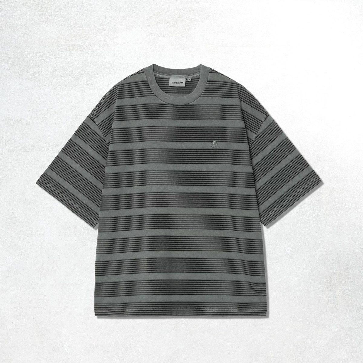 Carhartt WIP S/S Hanson T-Shirt: Hanson Stripe / Kale Green Garment Dyed