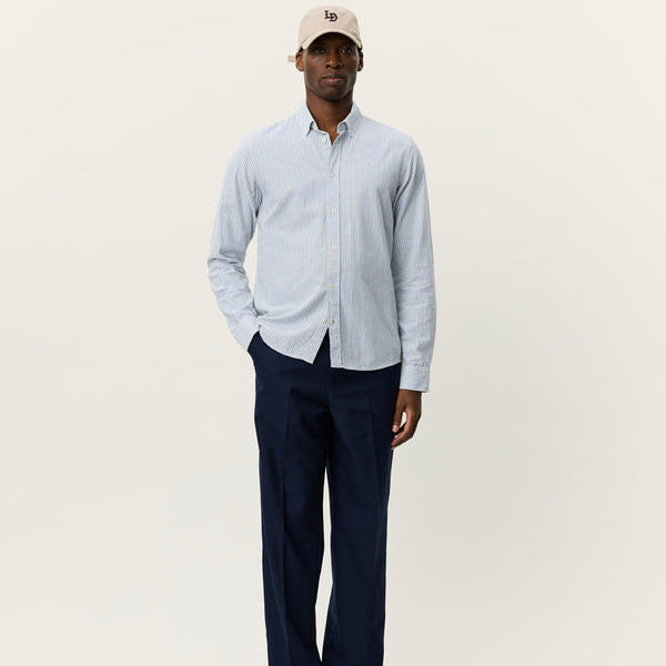 Les Deux Konrad Stripe Cotton Linen Shirt: Allure
