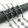 Chrome Hearts 925 Sterling silver cross flower skull splicing bracelet