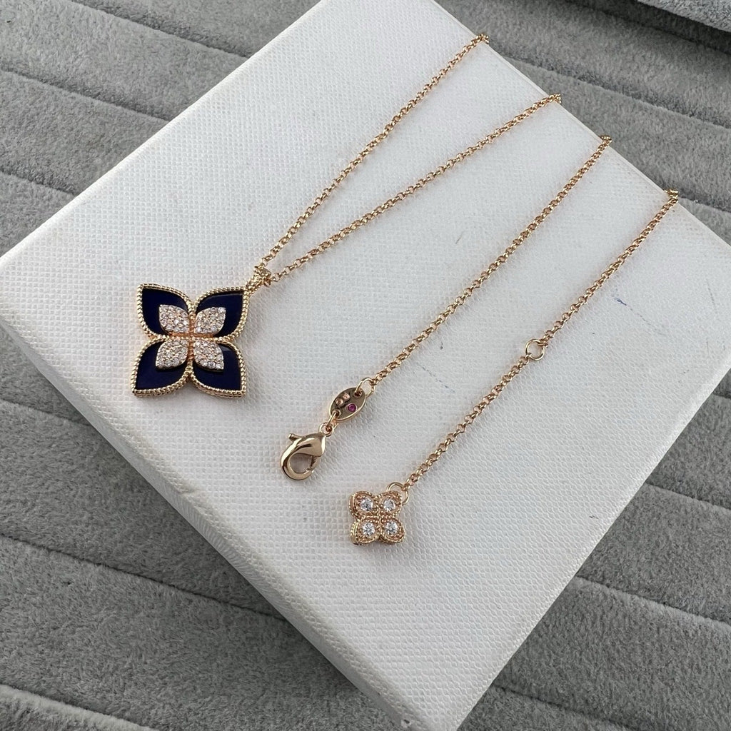 Roberto Coin Style Four-Leaf Clover Cubic Zirconia Necklace