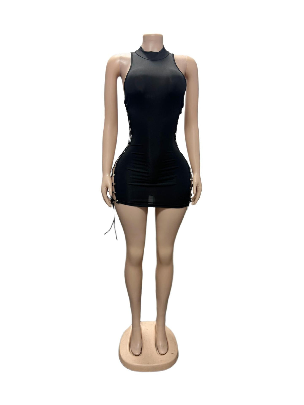 Dolls Kill Lace Up Cutout Halter Bodycon Mini Dress Women