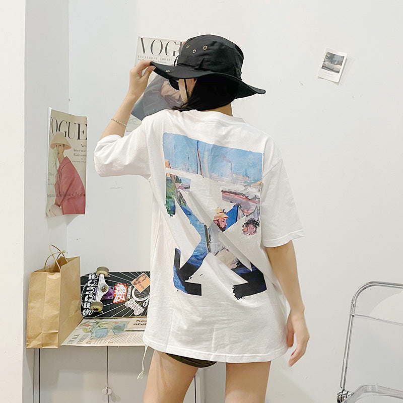 Off‑White Melt Arrow Gradient Splash Ink Crew Neck T‑Shirt Unisex