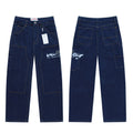 Vale Forever Dark Blue Script Logo Cargo Wide Leg Jeans