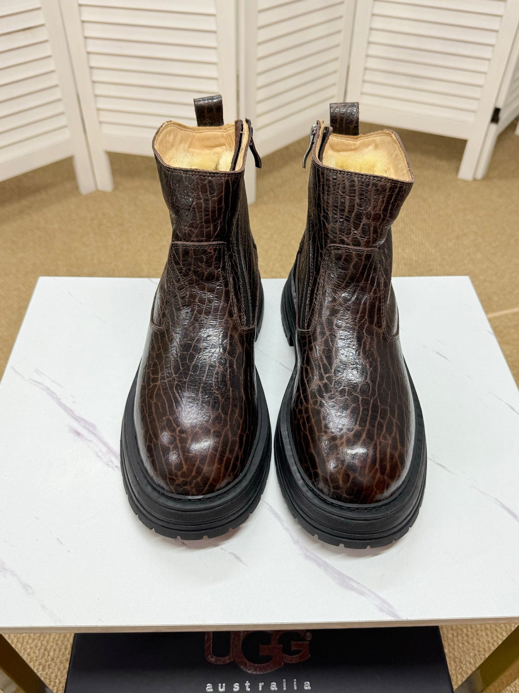 UGG Dark Brown Leather Chelsea Boots