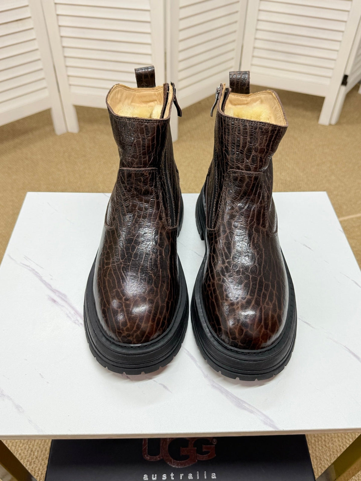 UGG Dark Brown Leather Chelsea Boots