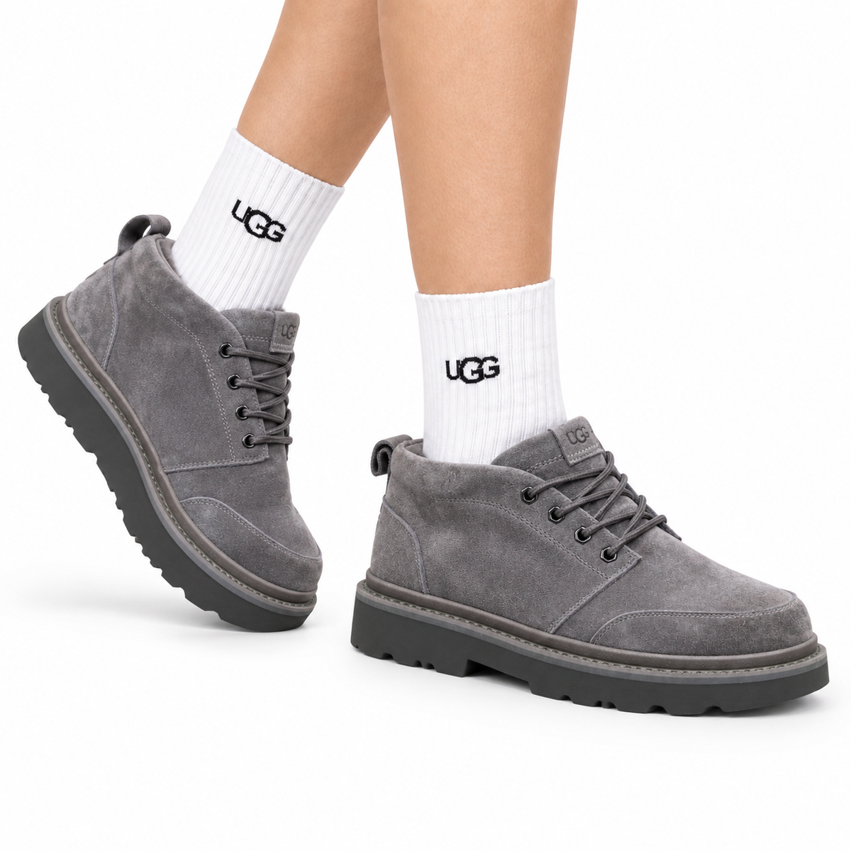 UGG Gray Suede Lace-Up Casual Shoes