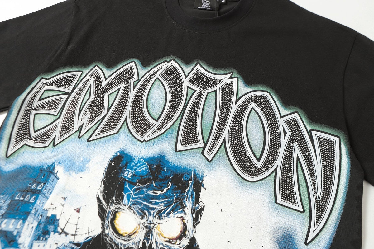 MIXED EMOTION Rhinestone Graphic T-Shirt