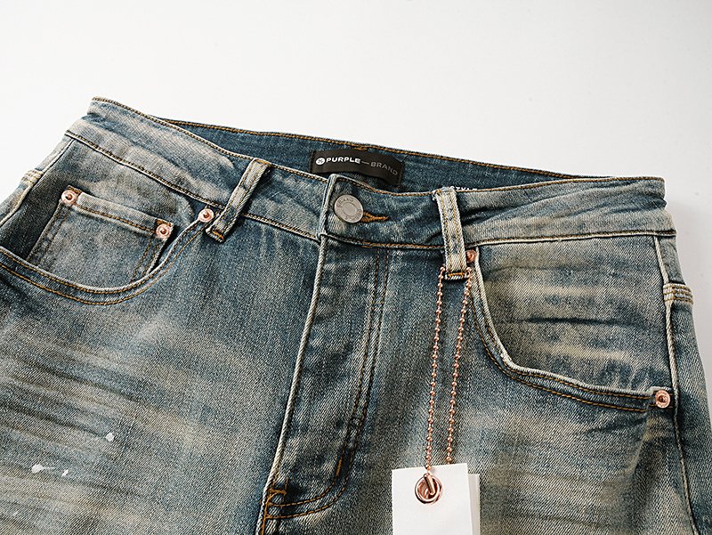 Purple Brand Light Blue Distressed Paint Splatter Jeans