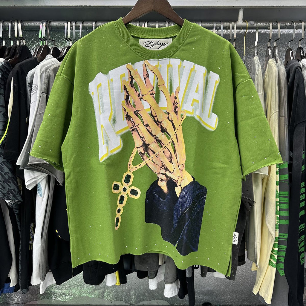 BKYS Revival Rhinestone Graphic Cropped T-Shirt