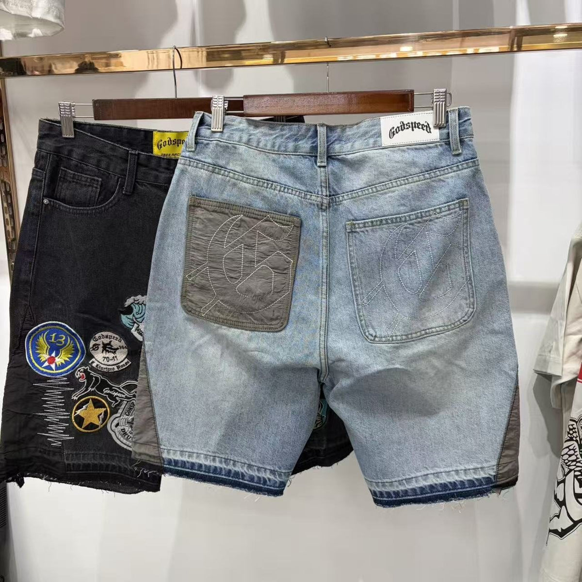 Godspeed Fear No One Patch Denim Shorts