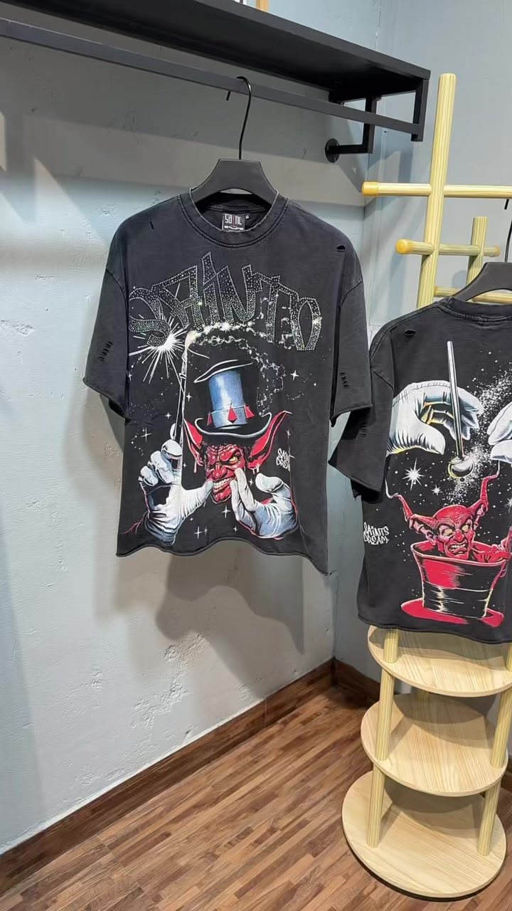 SAINT Washed Black Magician Devil Graphic T-Shirt