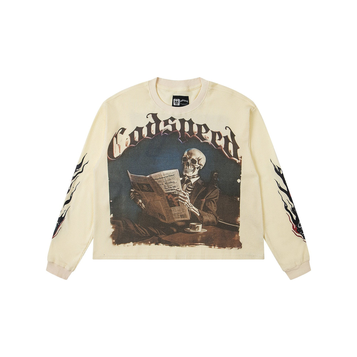 Godspeed Newspaper Skull Graphic Long-Sleeve T-Shirt