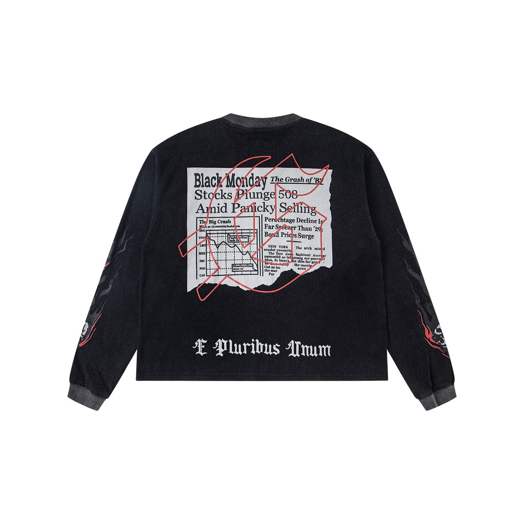Godspeed Newspaper Skull Graphic Long-Sleeve T-Shirt