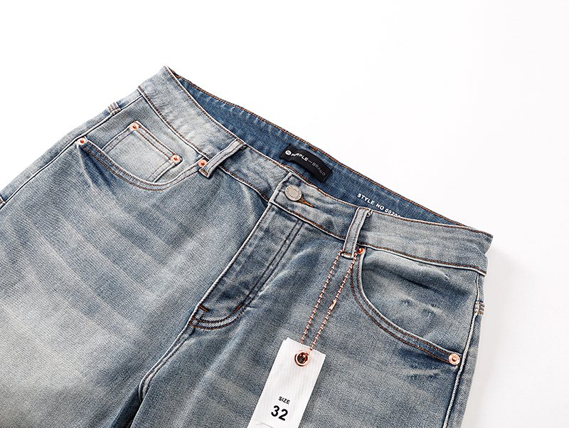 Purple Brand Light Blue Embroidered Denim Shorts