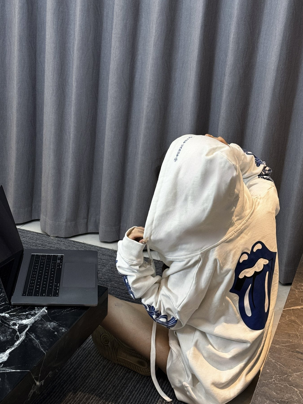 Chrome Hearts Blue Sleeve Graphic Zip Hoodie