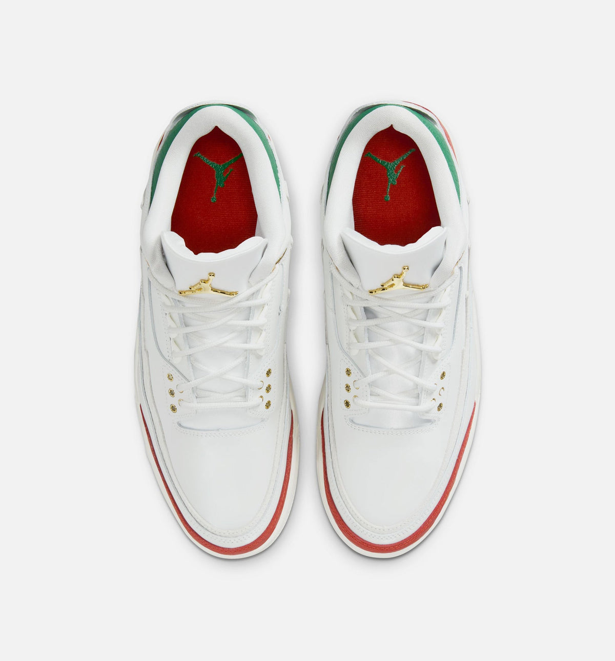 Air Jordan 3 Retro El Vuelo Men's Lifestyle Shoes - Summit White / Pine Green / Dragon Red / Metallic Gold