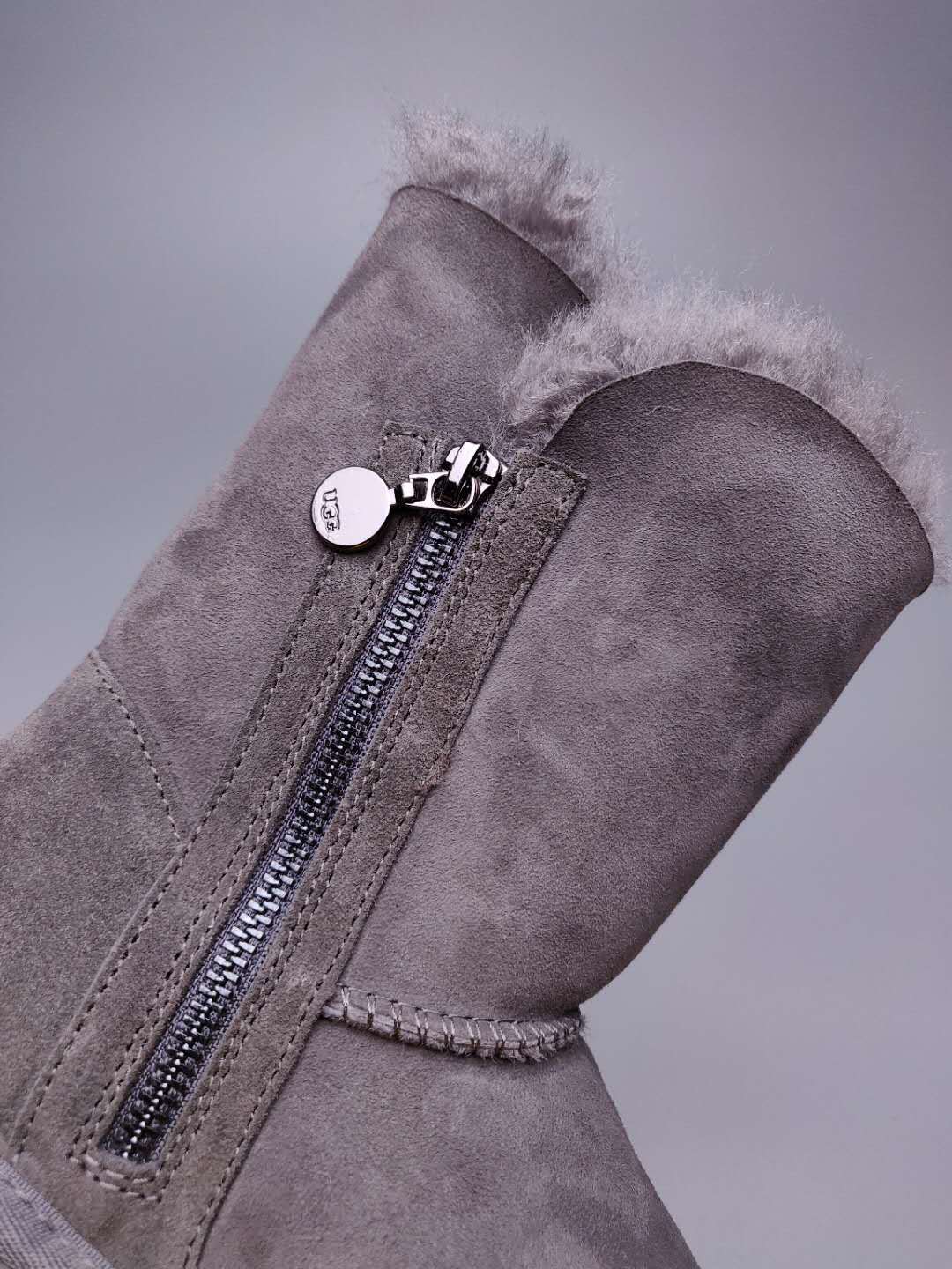 Grey Side Zip Mid-Calf Boots — New Arrival | In Stock