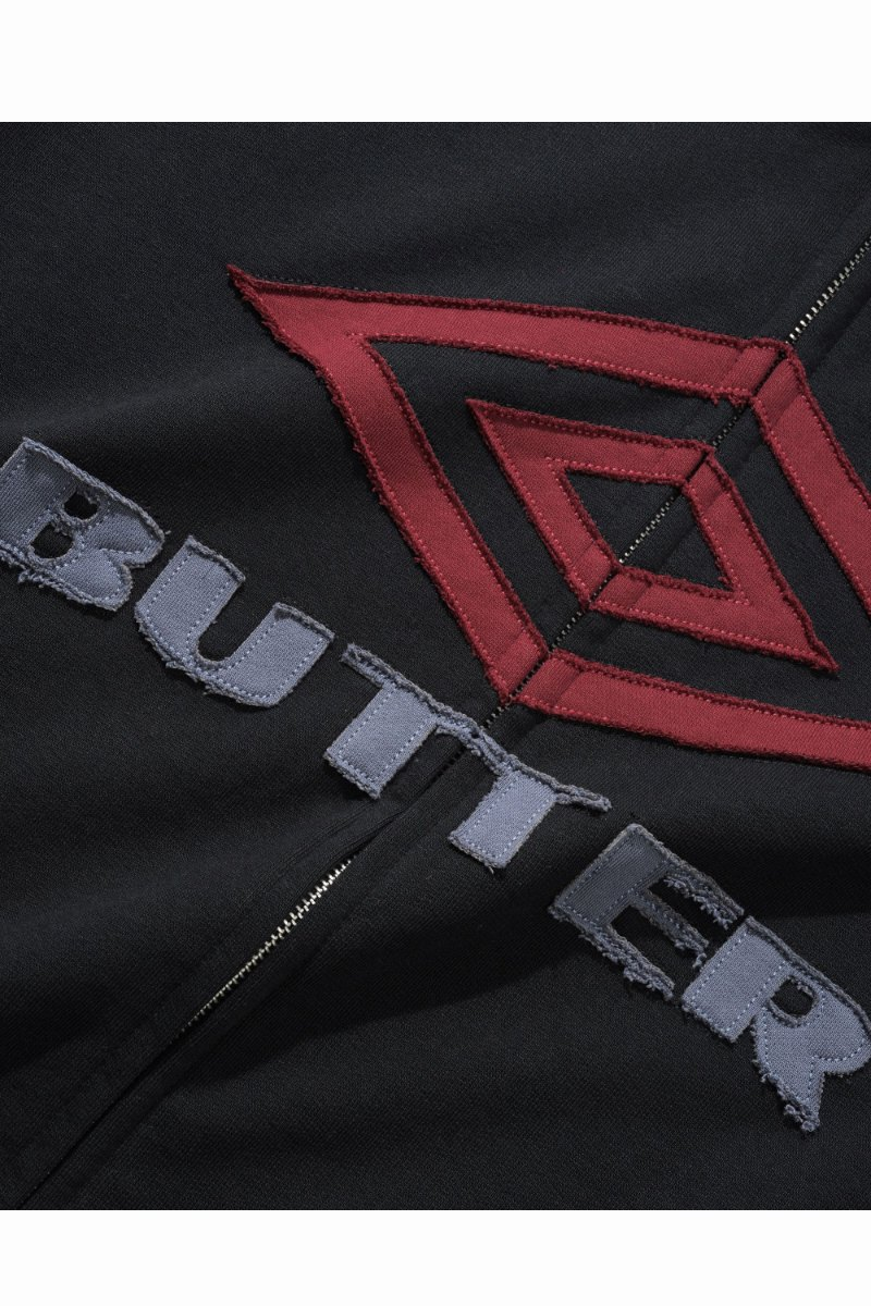 BUTTER DIAMOND FLEECE ZIP-THRU JACKET Black