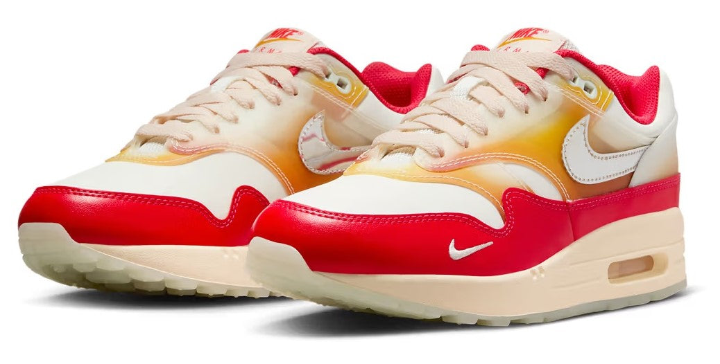 Women's Nike Air Max 1 '87 PRM Sail/Metallic Slvr-Siren Red (FN7683 133)