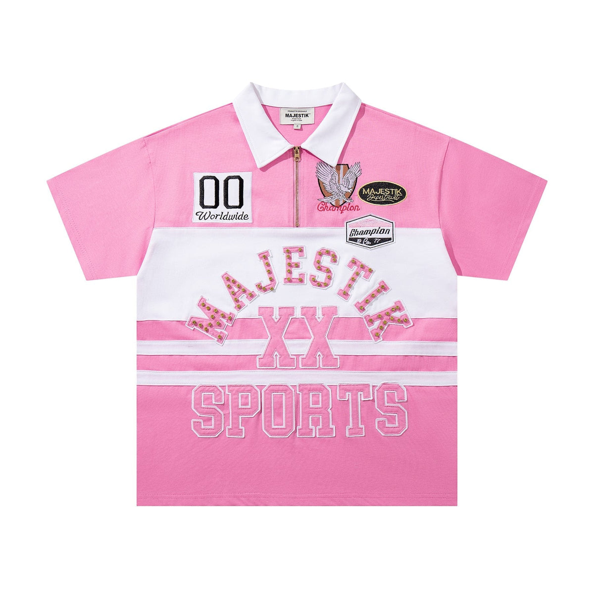 MAJESTIK XX Sports Graphic Zip Polo Shirt
