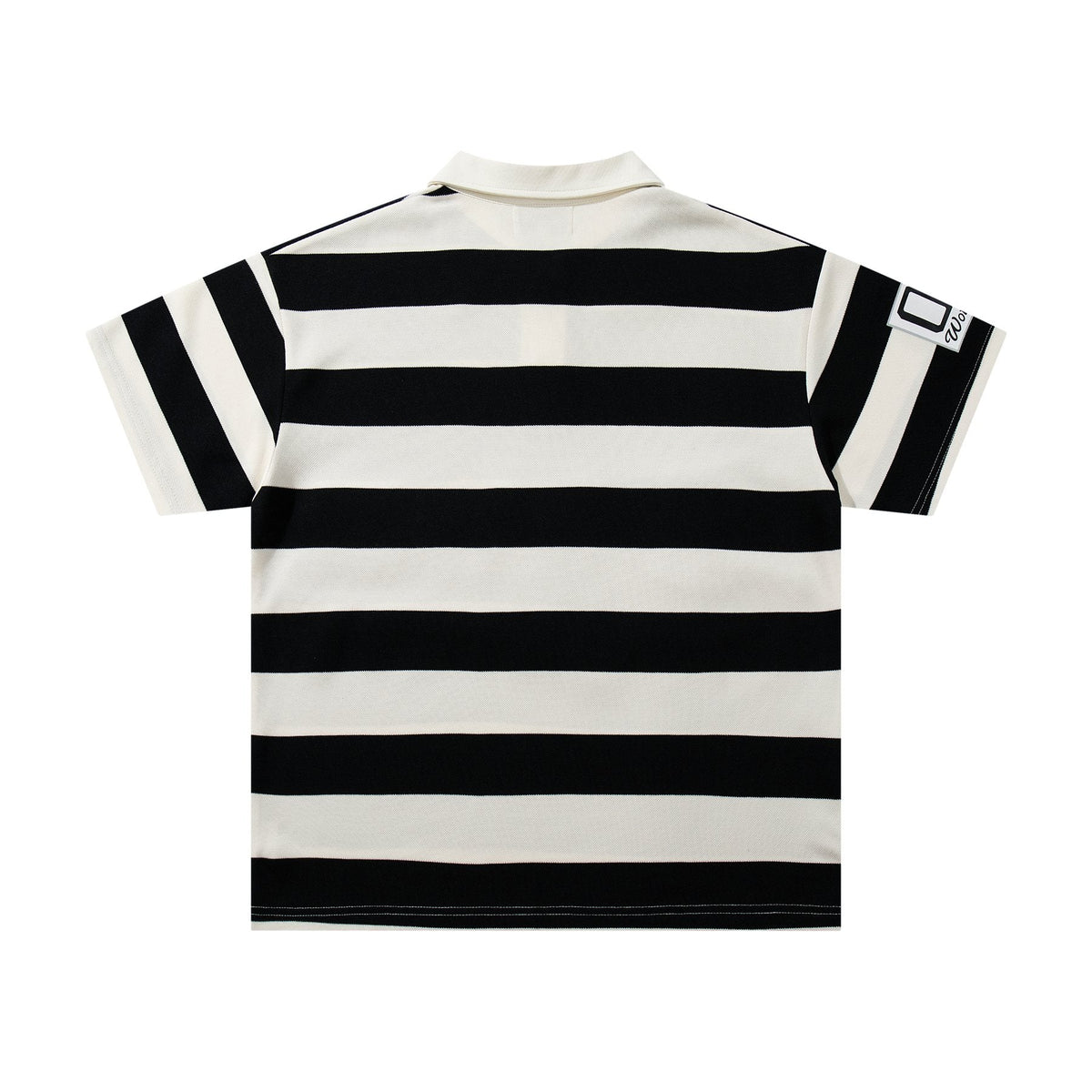 MAJESTIK Striped Crest Graphic Polo Shirt
