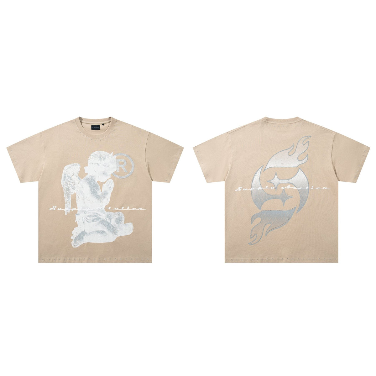 SUPPLY TEE Stud-Trim Flame Graphic T-Shirt