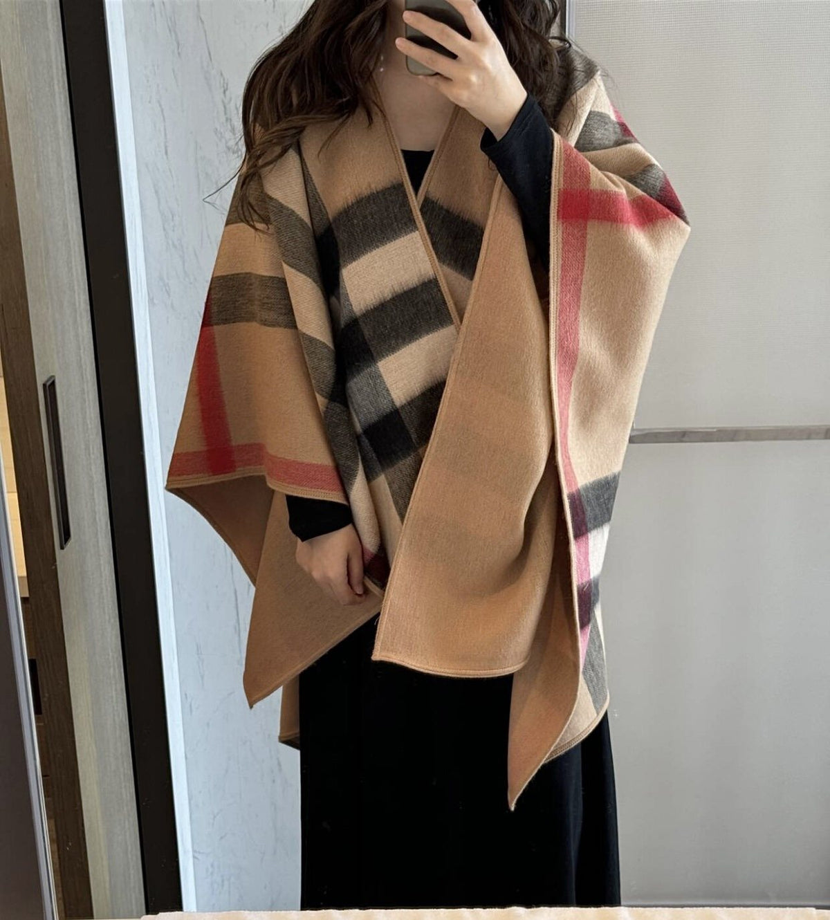 Burberry Checked Border Poncho Cape