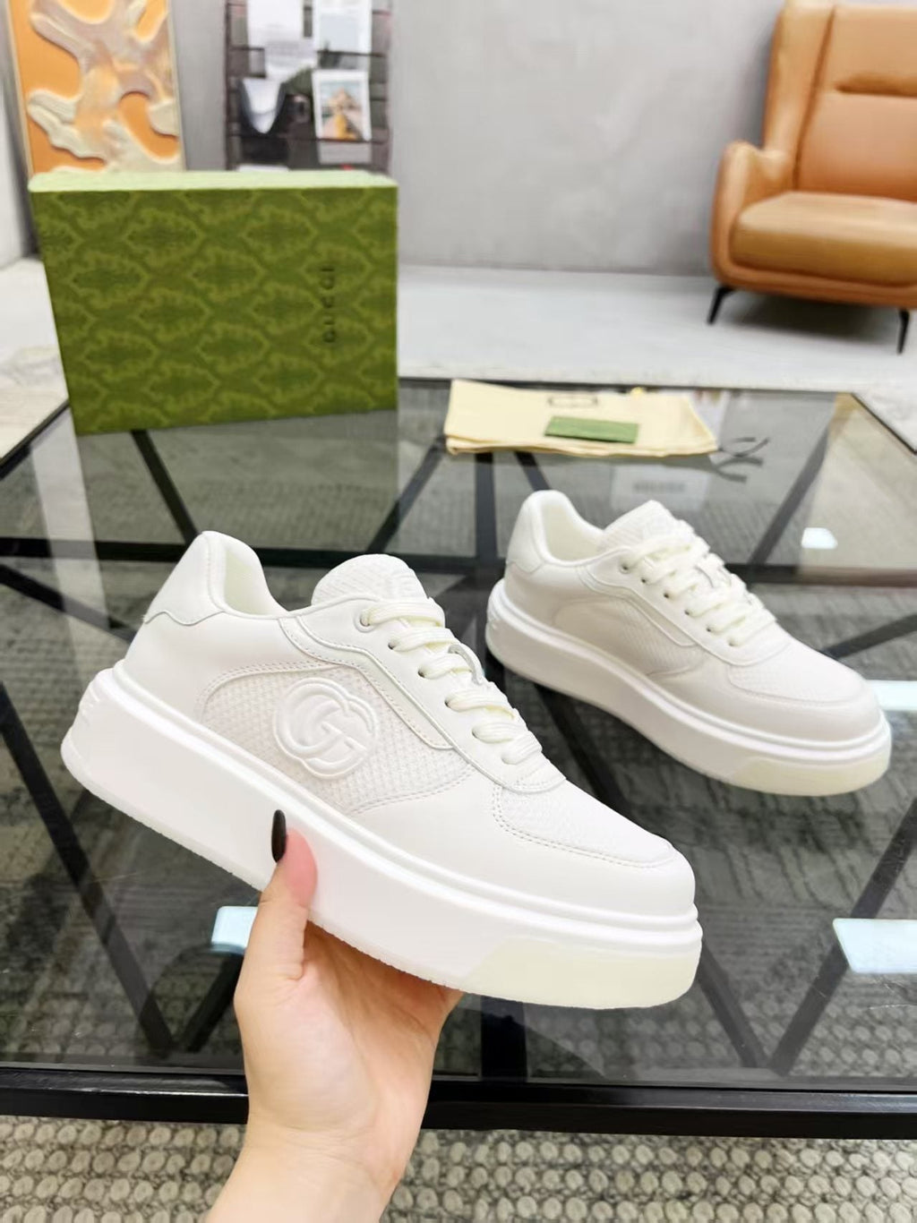 Gucci White Low-Top Sneakers