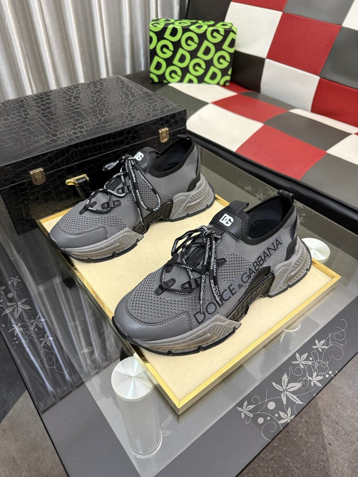 Dolce & Gabbana Gray and Black Chunky Sneakers