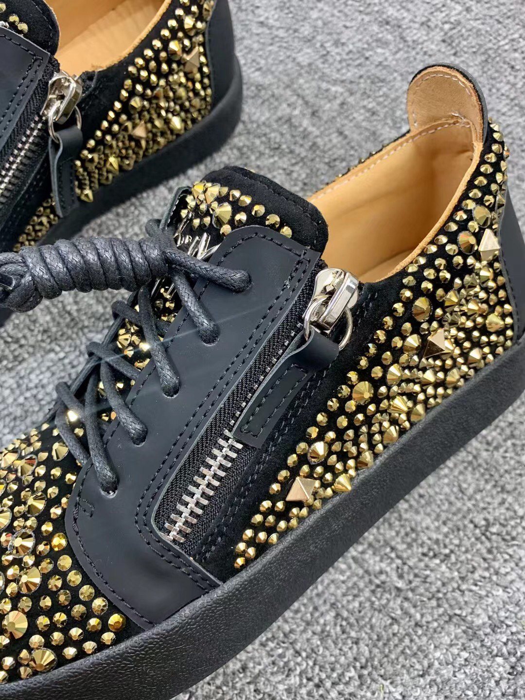 Giuseppe Zanotti Black Gold Stud Sneakers
